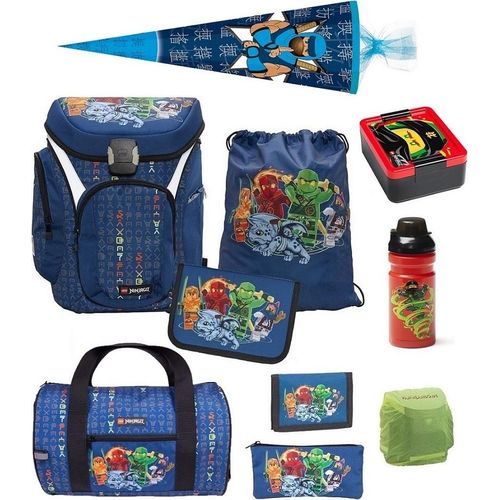 Lego Ninjago Schulranzen 1. Klasse für Jungen und Mädchen 10-teilig mit Ninja Schultüte Blau