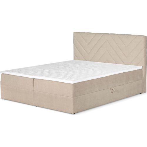 Lucio Boxspringbett 140 x 200 mit Bettkästen und Stauraum H3 Matratze Hellbeige