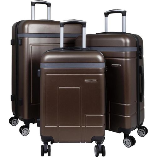 ABS Hartschalen Koffer Set M,L,XL Gepäck Trolley aufrecht rollbar Luzern Braun