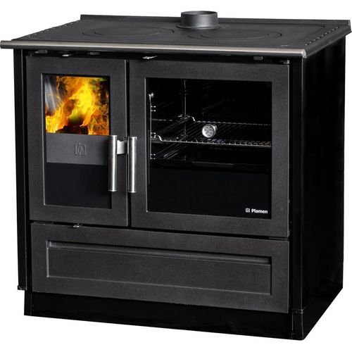 EEK A+ Holzherd Plamen 910 schwarz, externe Zuluft, Dauerbrandherd