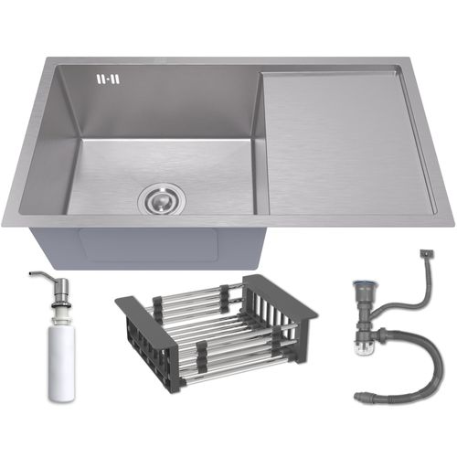 Einspülbecken mit Abtropffläche INOX 78X44 + Spender