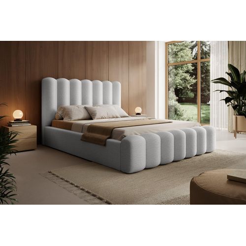 Polsterbett Doppelbett MACON 140x200cm in Stoff Euphoria Weiß