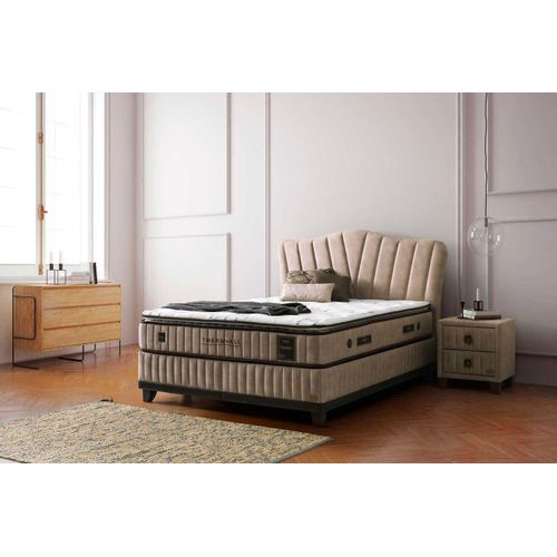 Pointhome Bambi Boxspringbett Set 180x200, H4 / H5, Thermall, Matratze mit Topper, Paketfedersystem , 1 x Matratze, 1 x Bettkasten, 1 x Kopfteil