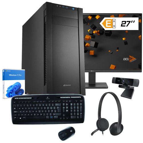 dcl24 Office PC Set komplett Ryzen 5 4500, GT1030 4GB - 1000GB SSD, 16GB DDR4, 6x4.1 GHz, WLAN, 27