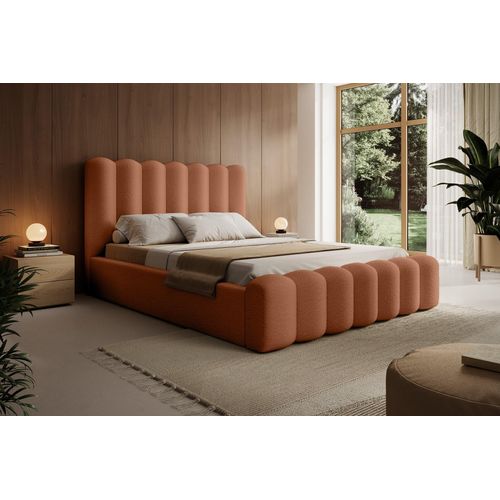 Polsterbett Doppelbett MACON 140x200cm Komplettset Stoff Euphoria Rostbraun