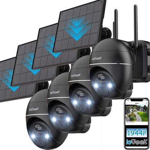 ieGeek 5MP Überwachungskamera Aussen Akku WLAN, 360° Schwenkbare Kabellose Überwachungskamera mit Solarpanel, PIR Bewegungsmelder, Arbeit mit Alexa