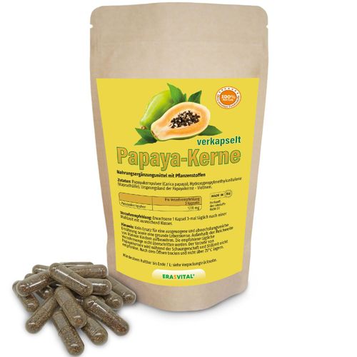 Papaya Kerne (naturgetrocknet und gemahlen), 540 Kapseln
