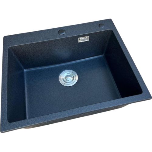 Küchenspüle Einbeckenspüle aus Granit Schwarz 60x49 + Siphon