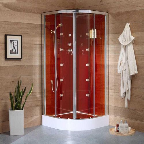 Viertelkreisförmige Fertigdusche mit Hydromassage 90 x 90 cm | Cosmo