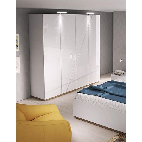 Kleiderschrank , Garderobenschrank,Schlafzimmerschrank FU-11. Breite 200 cm. Soft Close Funktion. Push To Open Funktion. Farbe Weiß/Eiche Riviera