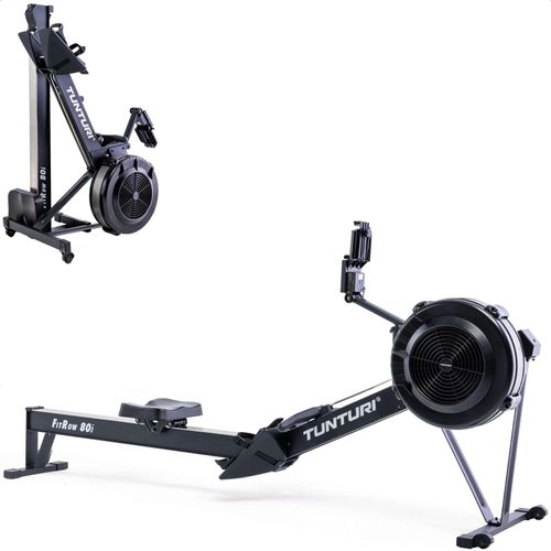 Tunturi Fitrow 80i Rudergerät - Fitness-Rudergerät - Klappbares Trainingsgerät - 10 Stufen der Widerstandsfähigkeit - Luftwiderstand - Bluetooth