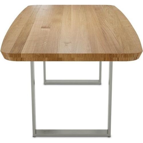 Esstisch Porto 140x90 Wildeiche mit organischer Kante und Edelstahl