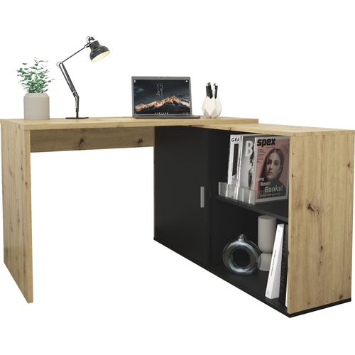 Schreibtisch ></noscript>VALLEY< in Artisan Eiche-schwarz perl - 118x75x124,5cm (BxHxT)