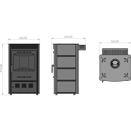 Kamin Ofen Kaminofen Anthrazit 150mm Rauchrohr 7,8KW BimSchV1-2 EEK A