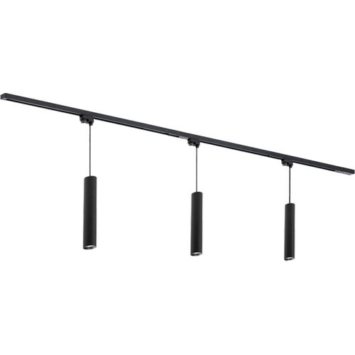 Qub Focus III - LED Schienensystem - Schwarz - 1-Phasen - 200cm - 3x GU10 Pendelleuchten - I-Form