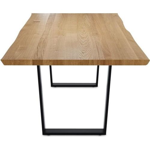 Esstisch Oviedo 220x100 Wildeiche mit Baumkante und Metallkufe