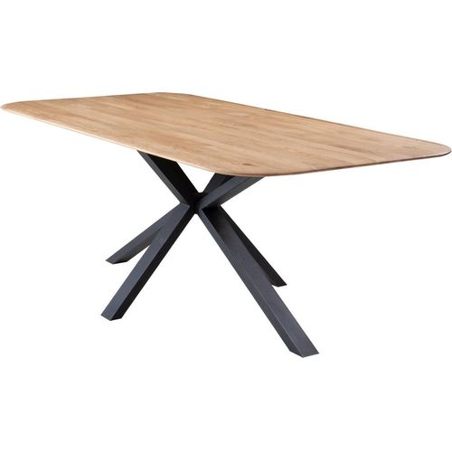 Esstisch - 200 x 100 cm - Wildeiche massiv geölt - Metallgestell
