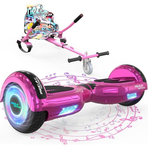 MEGA MOTION 6.5 Hoverboard mit sitz hoverkart GO-Kart für Kinder mit LED Leuchten & Bluetooth Musik Skateboard