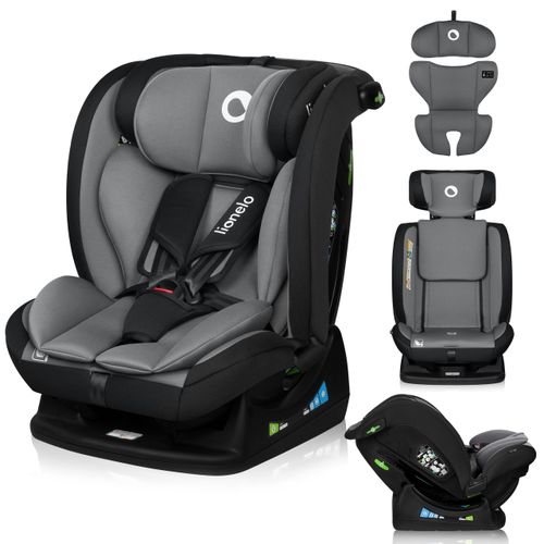 Lionelo Autokindersitz Izzy i-Size von 40 bis 150 cm, 13 Verstellstufen, RWF FWF, R129 i-Size STANDARD - Grau