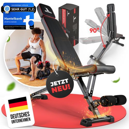SPORTSCHMIEDE Hantelbank Klappbar Verstellbar, Multifunktions Trainingsbank Schrägbank, Sportgerät für zu Hause, Bench, Fitnessbank