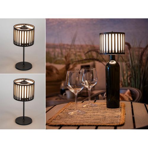 2er SET Akku Tischleuchten ohne Kabel - kabellose Flaschenlampe USB aufladbar