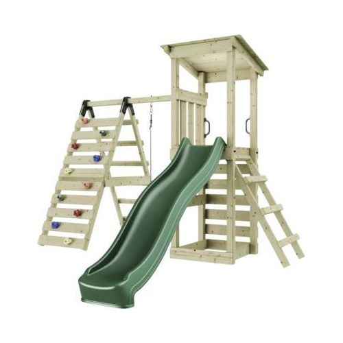 Rebo Spielturm Sevilla mit Kletterwand, Klettergriffe, Rutsche