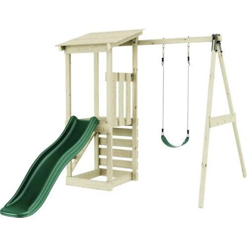 Rebo Spielturm Lyon mit Rutsche,Klettergriffe, Brettschaukel
