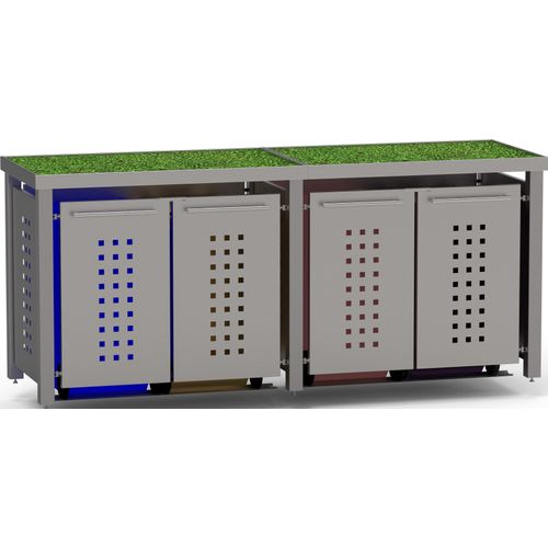 Mülltonnenbox Typ-EW, 4x 240l, Türfarbe Edelstahl