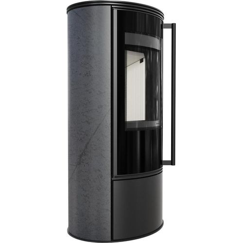 Kaminofen aus Stahl KRATKI ERIK Ø 150 5,5 kW dekorative Keramiken GRAFITE SATIN mit Türfeder