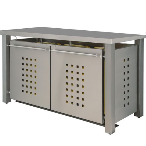 Mülltonnenbox Typ-ED, 3x 120l, Türfarbe Edelstahl
