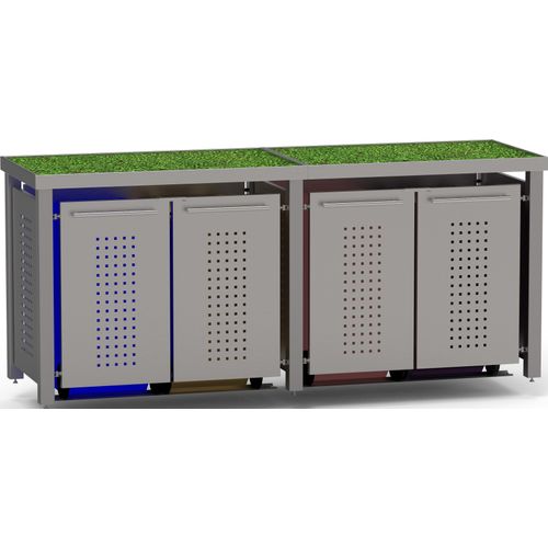 Müllbox Typ-EW, 4x 120l, Türfarbe Edelstahl