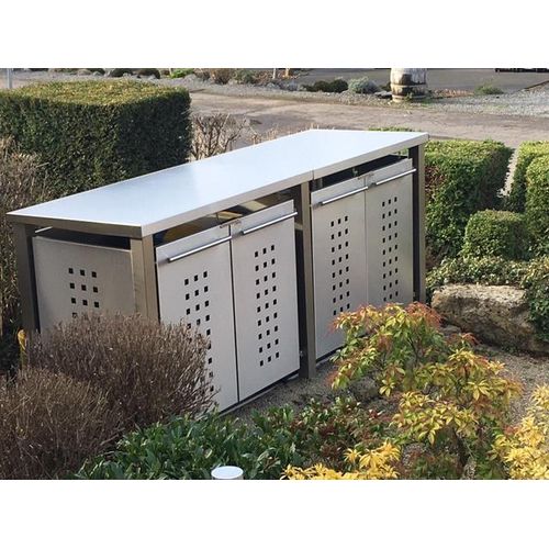 Mülltonnenbox Typ-ND, 4x 240l, Türfarbe Edelstahl