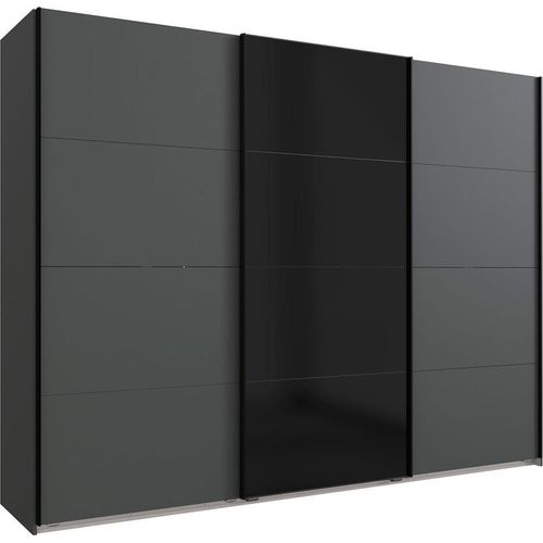 Schwebetürenschrank Barcelona Kleiderschrank 270x65x208cm graphit Glasschwarz