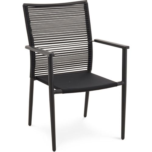 di volio Gartenstuhl Codi - Schwarz, Balkon- und Terrassenstuhl aus robusten Materialien (Aluminium, Polyrattan), witterungsbeständig & langlebig