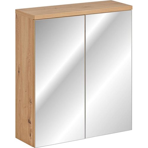 Badezimmer Spiegelschrank klein inkl. LED KONA Weiss Artisan Eiche