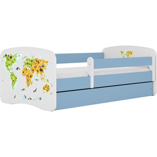 Kinderbett Karte mit Schublade Blau 180/80 | Jugendbett