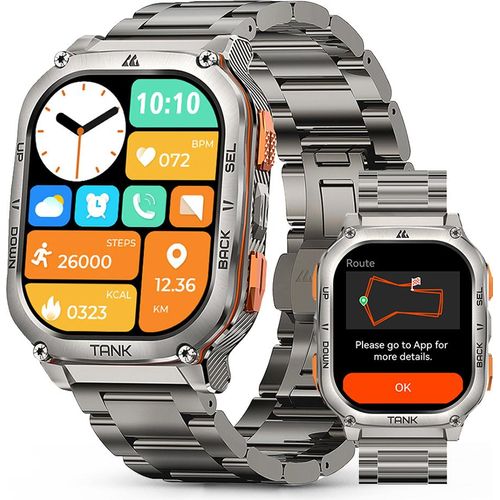KOSPET TANK M3 Ultra GPS Smartwatch Herren mit Telefonfunktion, 60+Tage Akkulaufzeit, 1,96 AMOLED Display 5ATM Wasserdicht uhr Weihnachtsgeschenk