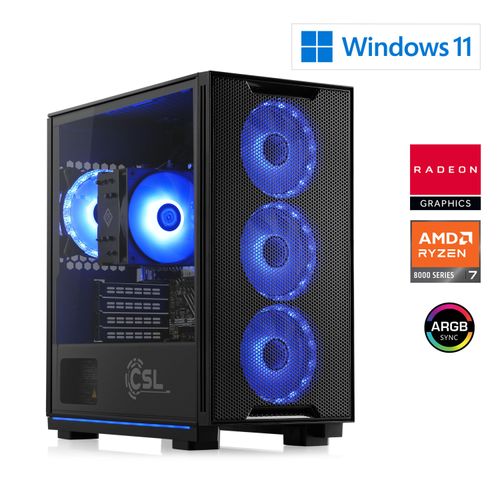 Gaming PC AMD Ryzen 7 8700G, 4200 MHz, AMD Radeon 780M, 32 GB DDR5-RAM, 1000 GB M.2 SSD, Windows 11, USB 3.2 | M10800H