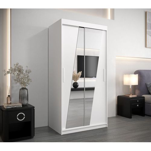 Kleiderschrank mit Spiegeln ERIKA – Breite 100 cm, weiß