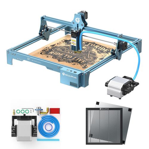 SCULPFUN S1 Lser-Graviermäschine: 90W, Air Assist, 410x420mm Arbeitsbereich, inkl. Wabentisch & Augenschutz