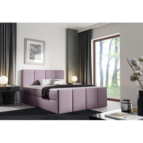 Bett mit Matratze und Lattenrost LOLA – 180x200, lila 2 + ER Topper