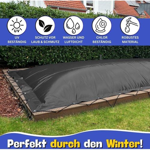 Aufblasbare Poolabdeckung Rechteckpool 600 x 300 cm I Rechteck Pool 6 x 3 m I anthrazit (RAL7016)