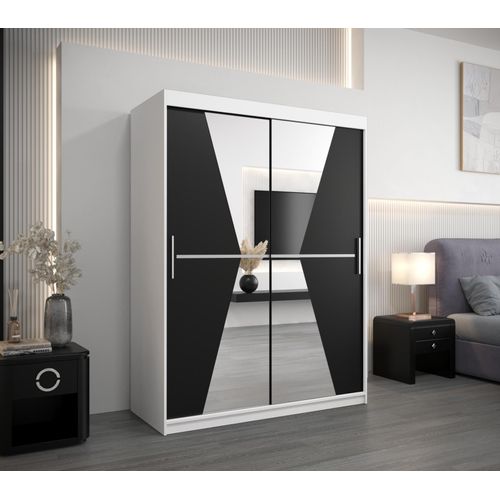 Kleiderschrank mit Spiegeln MILANA – Breite 150 cm, weiß / schwarz