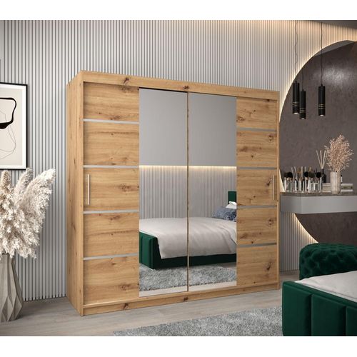 Schrank mit Spiegeln VIVIEN – Breite 200 cm, Eiche Artisan