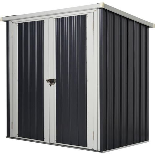 Outsunny Outdoor-Gartenschuppen, 1,26 m², 147 x 86 x 134 cm, Metall-Außenschuppen mit 2 Türen und Schloss zur Werkzeugaufbewahrung auf der Terrasse, Schwarz