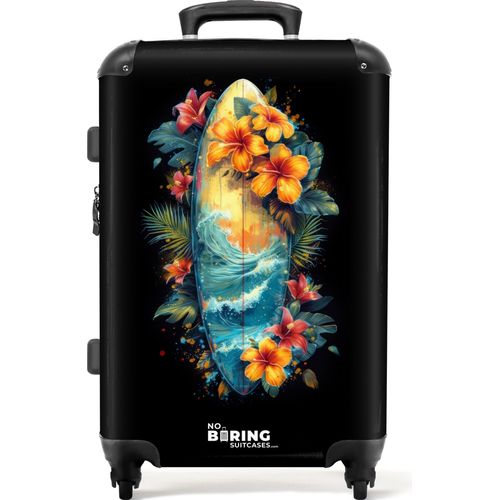NoBoringSuitcases.com Hartschalen Koffer Mittelgroß 67x43x25 cm, 72L, Sommerliche Graffiti: Surfbrett, Reisekoffer mit 4 Rollen