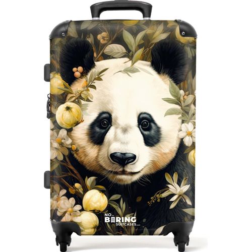 NoBoringSuitcases.com® Großer Koffer - Pandabär inmitten von Blumen und Pflanzen - Kombinationsschloss TSA - Hartschalen Trolley 4 Rollen - 72 liter - Reisekoffer - 66 cmKoffer Mittelgroß 67x43x25 cm, 72L,