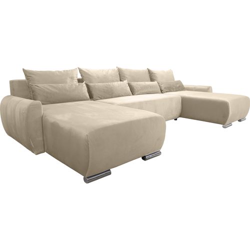 Beige Grosses Ecksofa Bett Koda U Bettencontainer