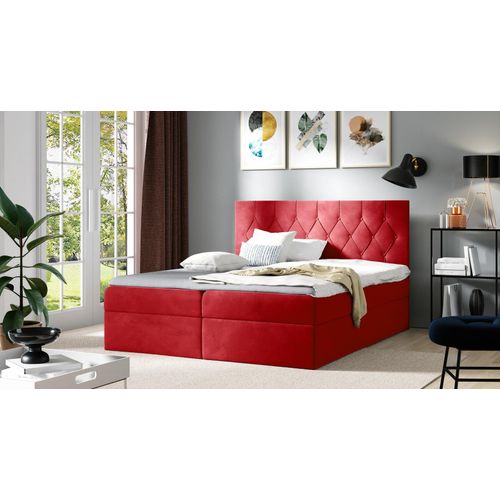 Bett Boxspring TIBOR – 200x200, rot + ER Topper