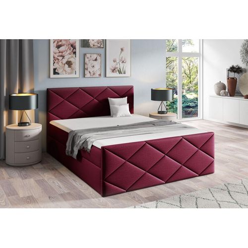 Bett mit Matratze und Lattenrost HALKA – 120x200, rot 1 + ER Topper
